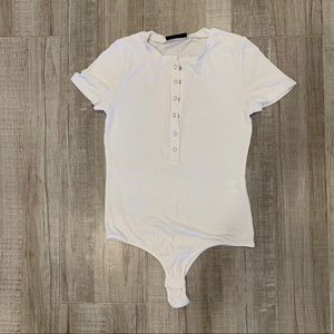Janie Ribbed Vici Bodysuit White L